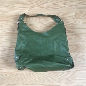 Oversized Leather Handbag Forest Green